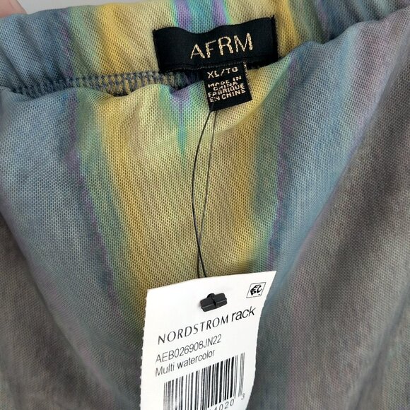 AFRM Lynn Abstract Print Mesh Midi Skirt Watercolor Multi XL NWT rainbow pencil - Picture 4 of 4